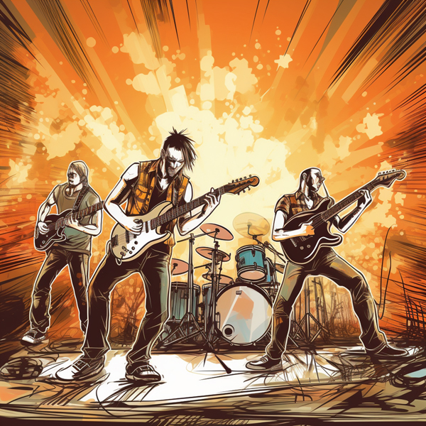 Graphic of a band playing on stage